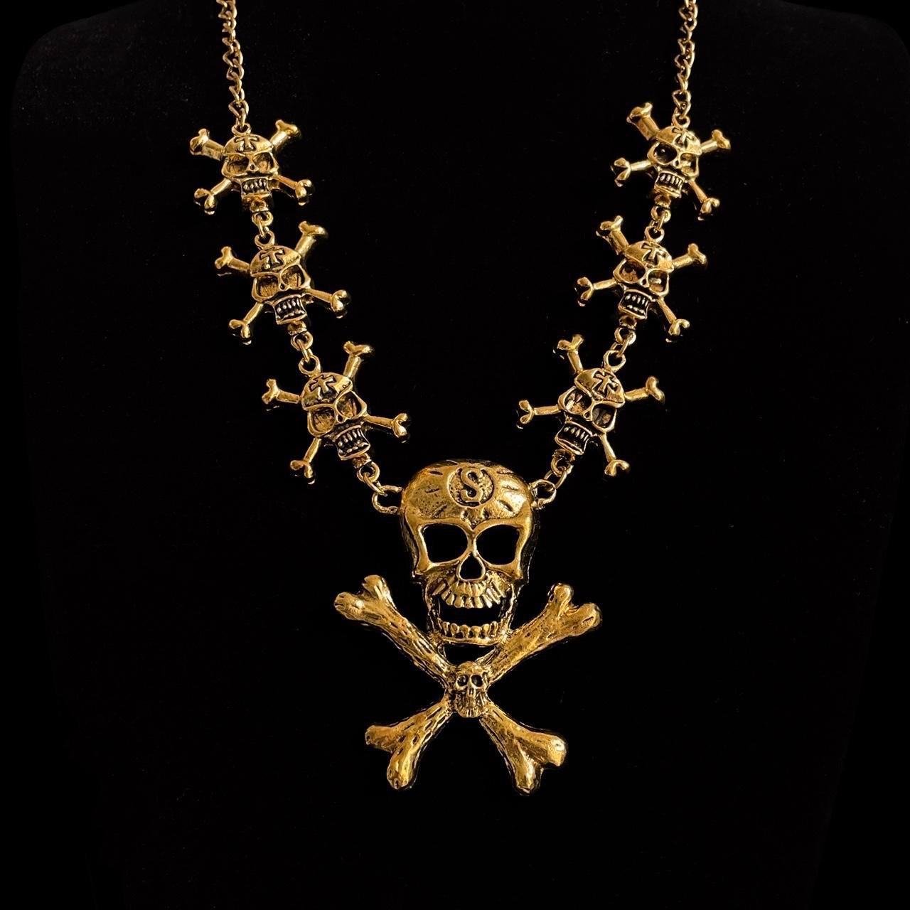 Golden Skull Pendant Necklace