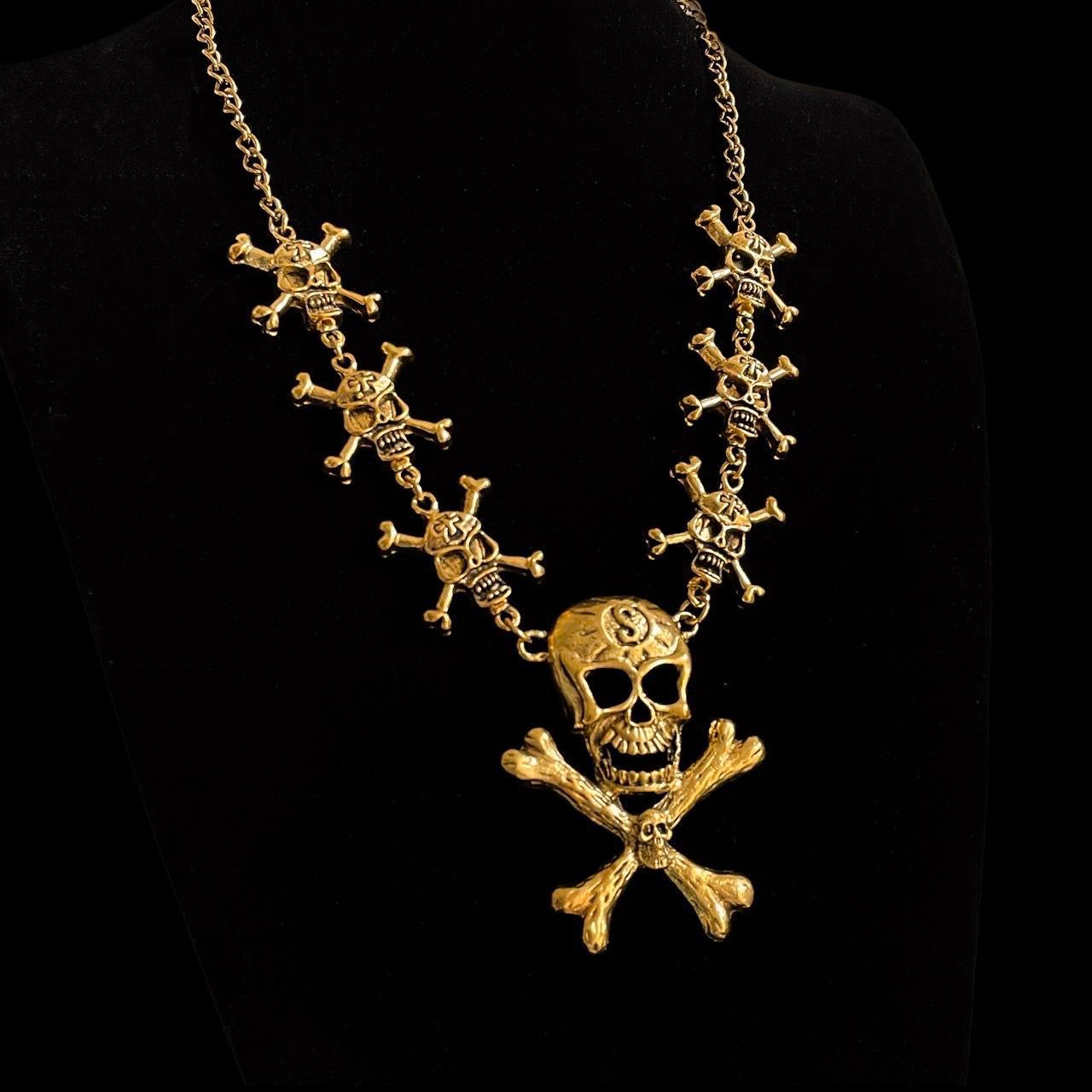 Golden Skull Pendant Necklace