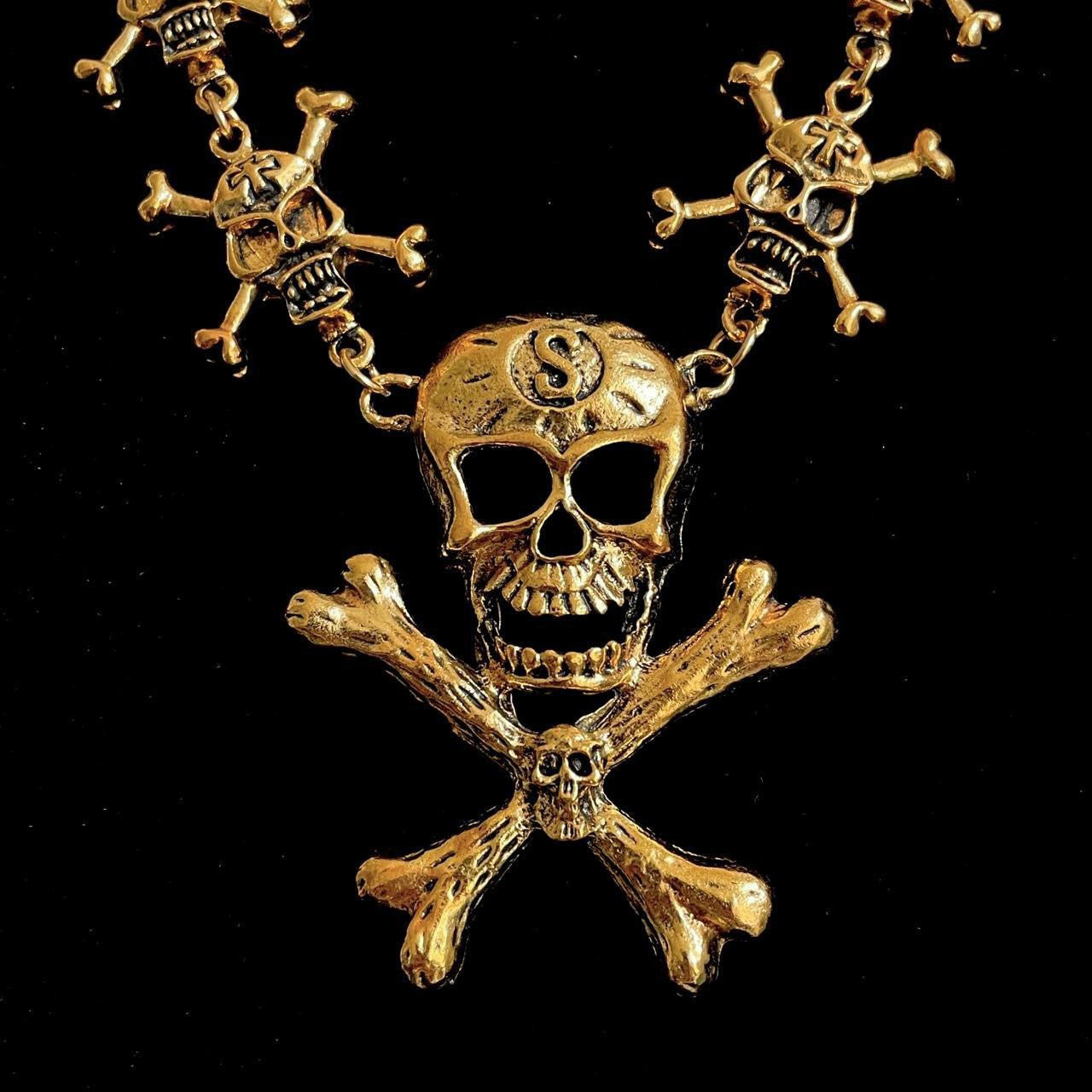 Golden Skull Pendant Necklace