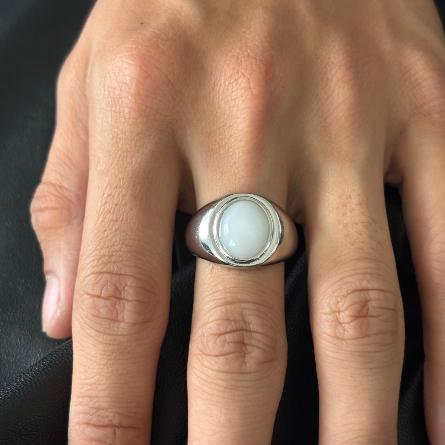 Whispering Stone Unisex Silver Ring