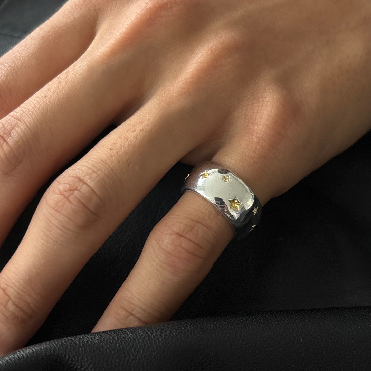 Starlit Embrace Silver Ring
