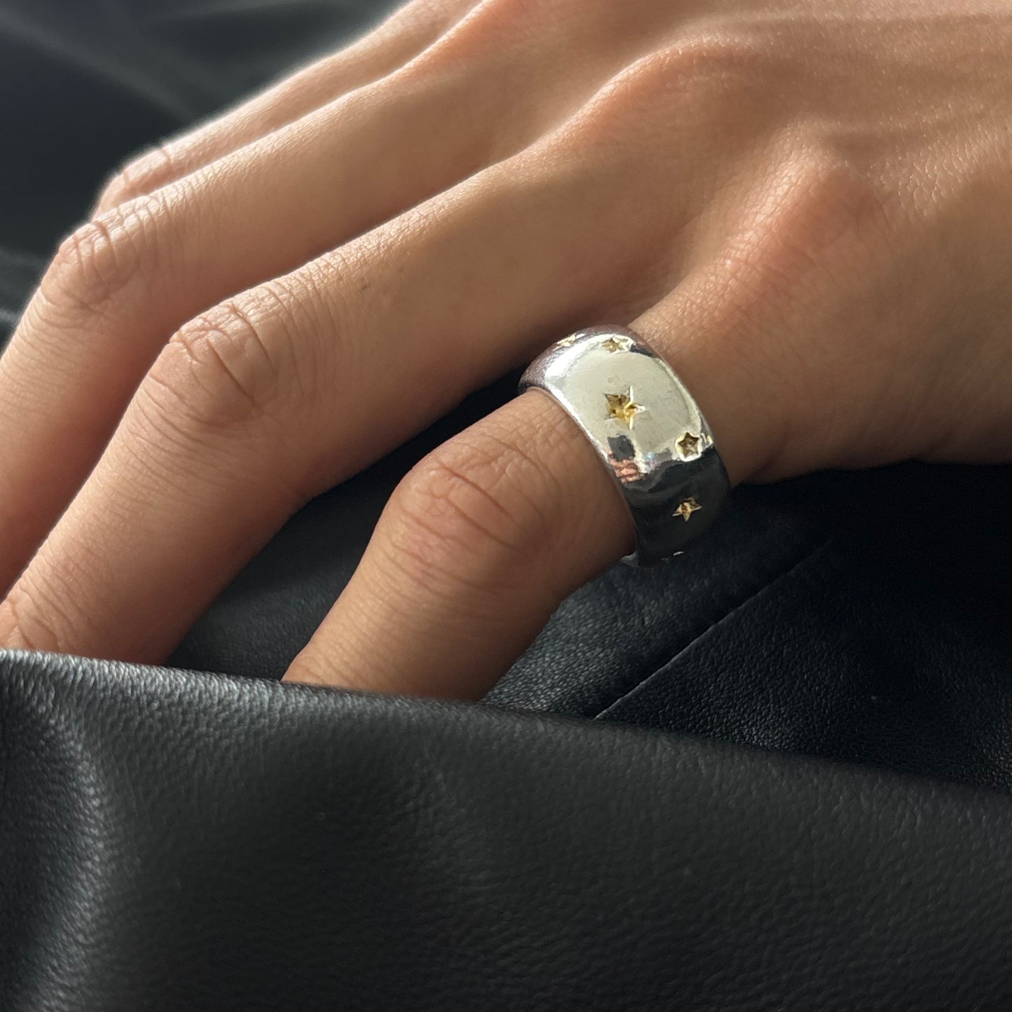 Starlit Embrace Silver Ring
