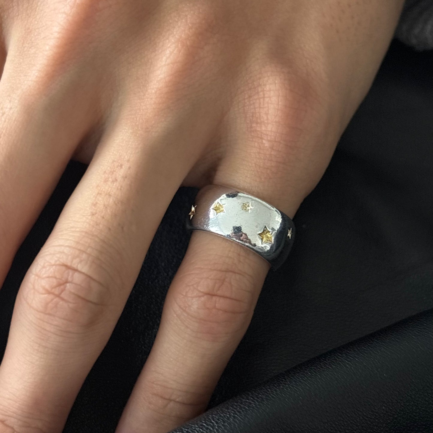 Starlit Embrace Silver Ring