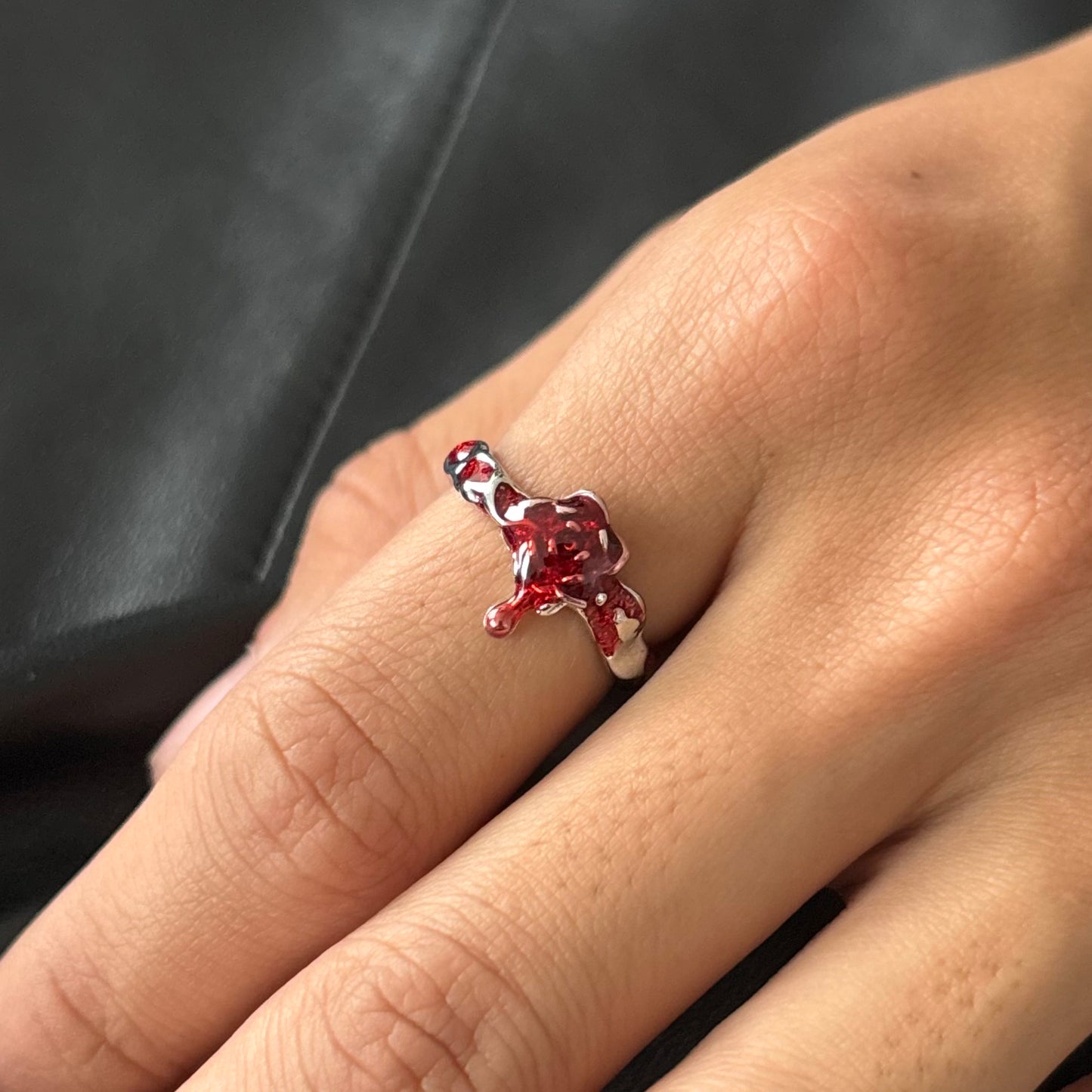 Bleeding Rose Unisex Silver Ring