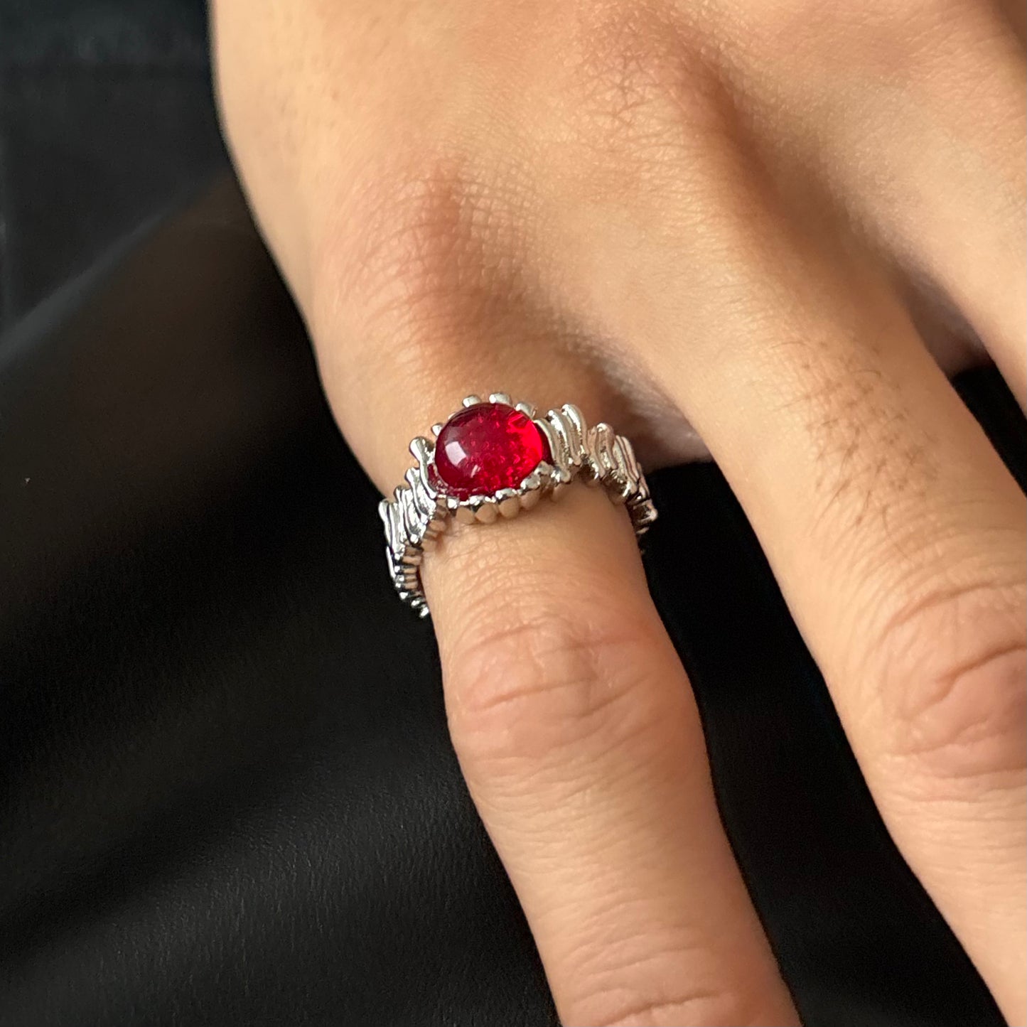 Crimson Eternity Silver Ring