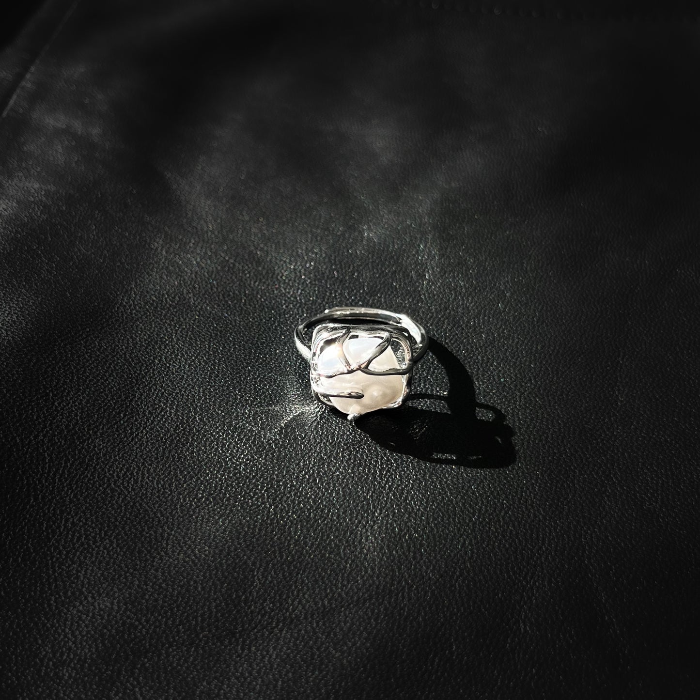 Sterling Silver Encased Pearl Ring