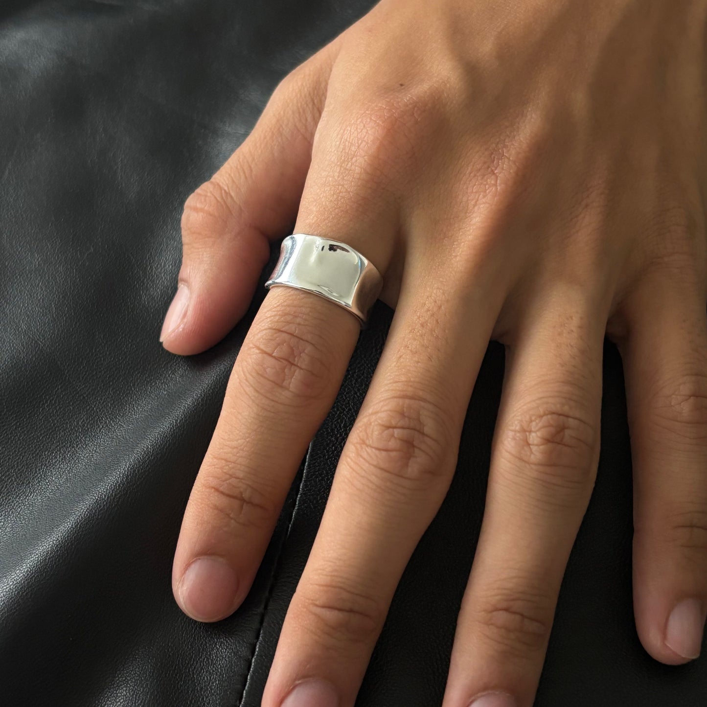 Minimal Style Bold Silver Ring