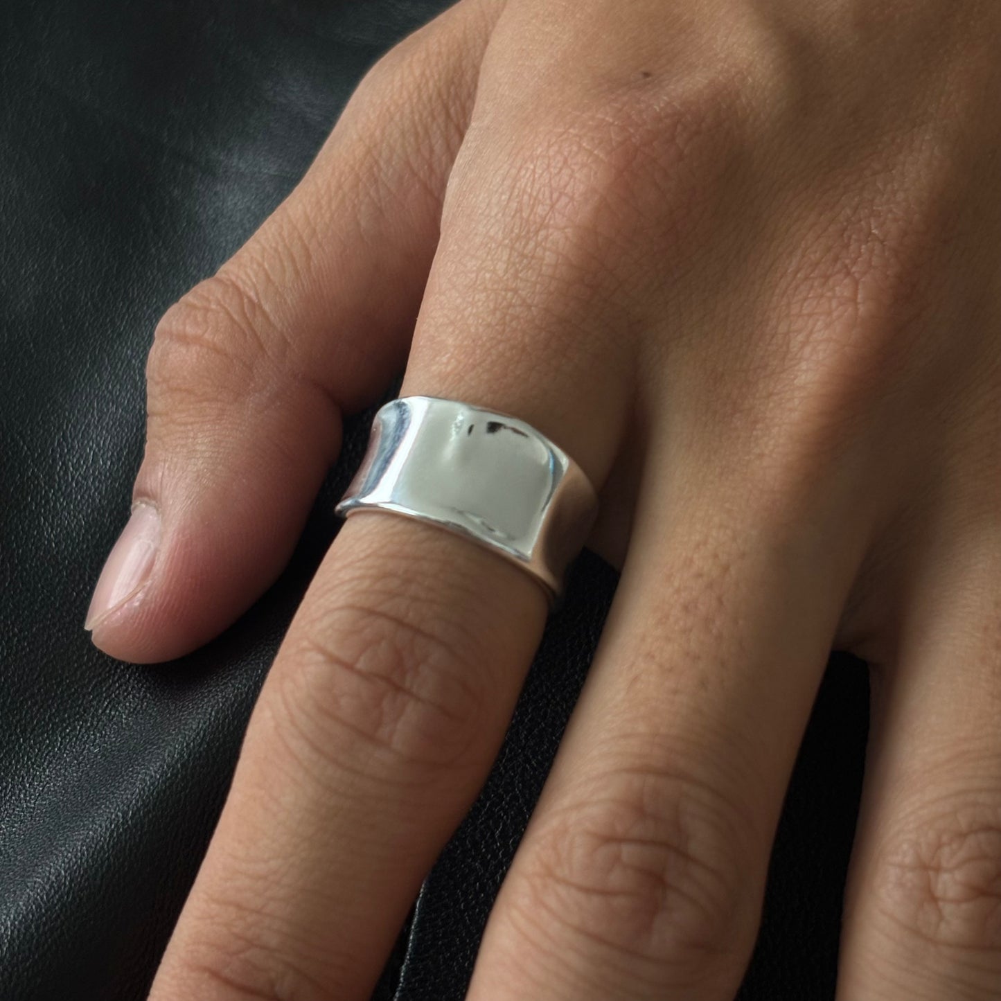 Minimal Style Bold Silver Ring