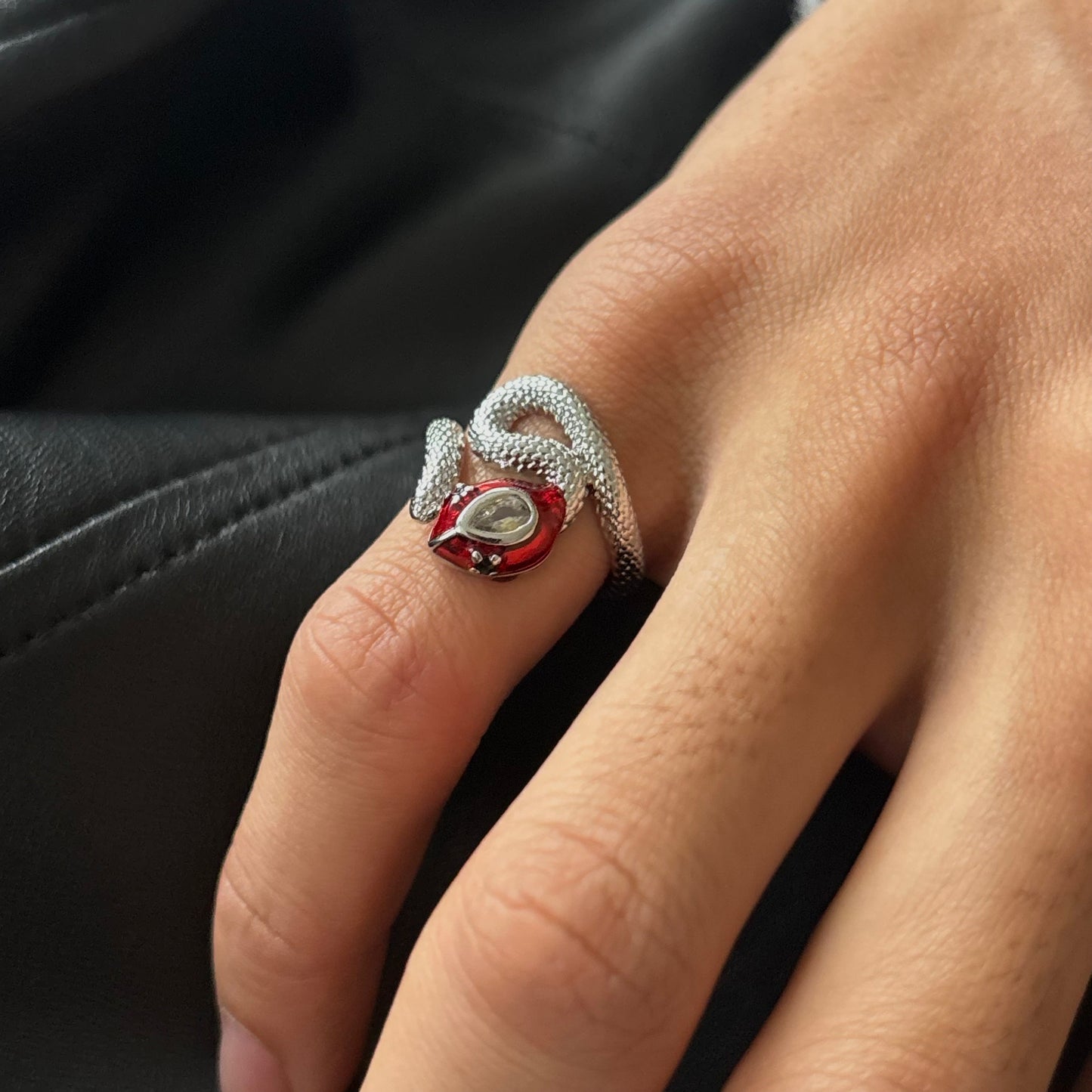 Crowned Serpent Gem Ring