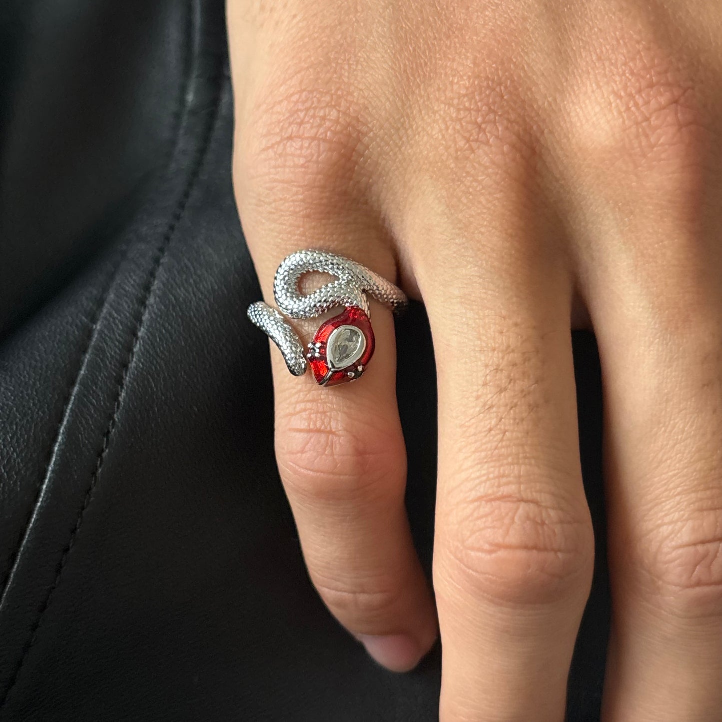 Crowned Serpent Gem Ring
