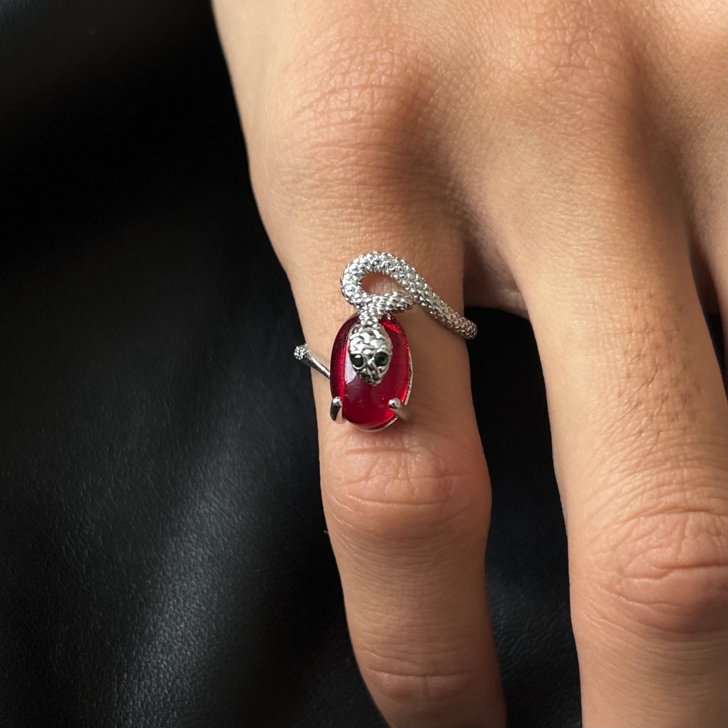 Scarlet Serpent Gem Unisex Ring