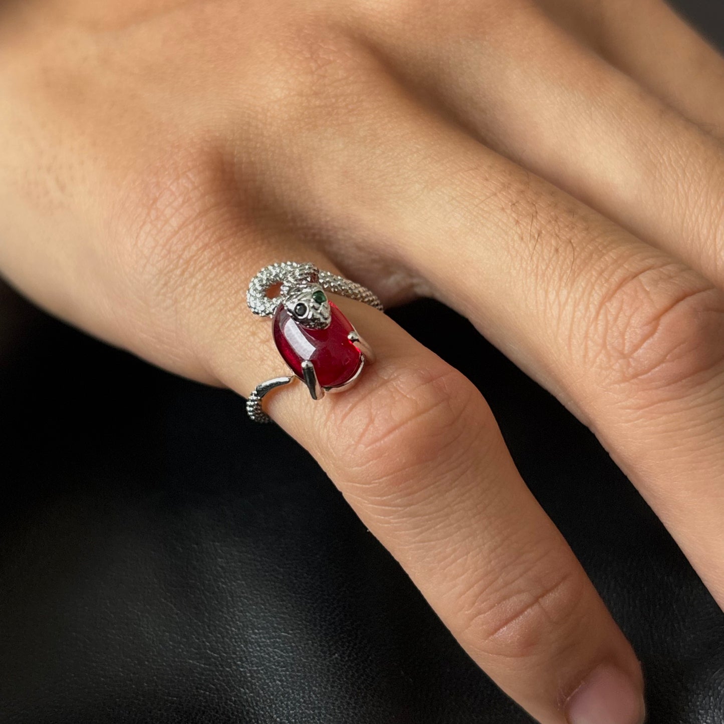 Scarlet Serpent Gem Unisex Ring
