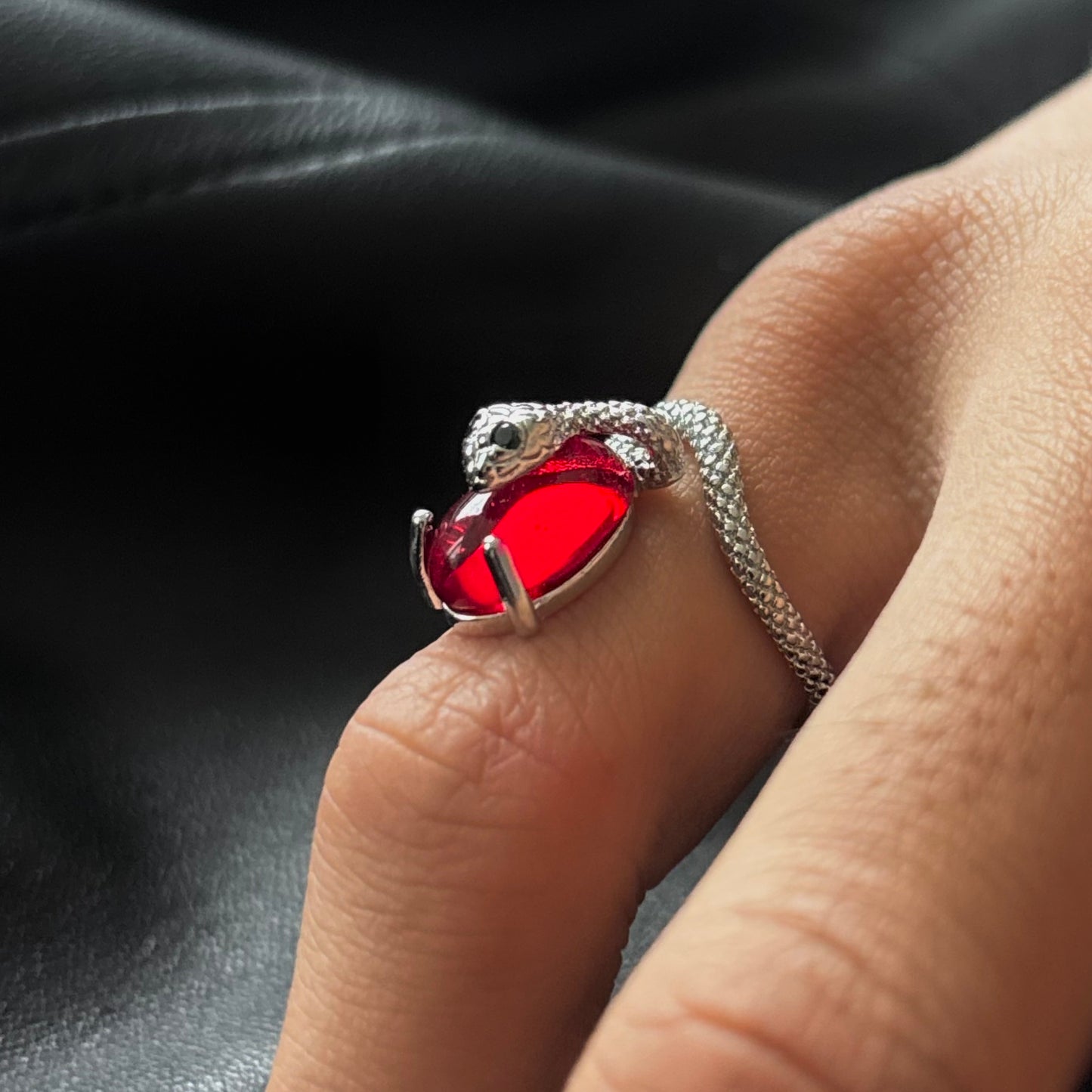 Scarlet Serpent Gem Unisex Ring