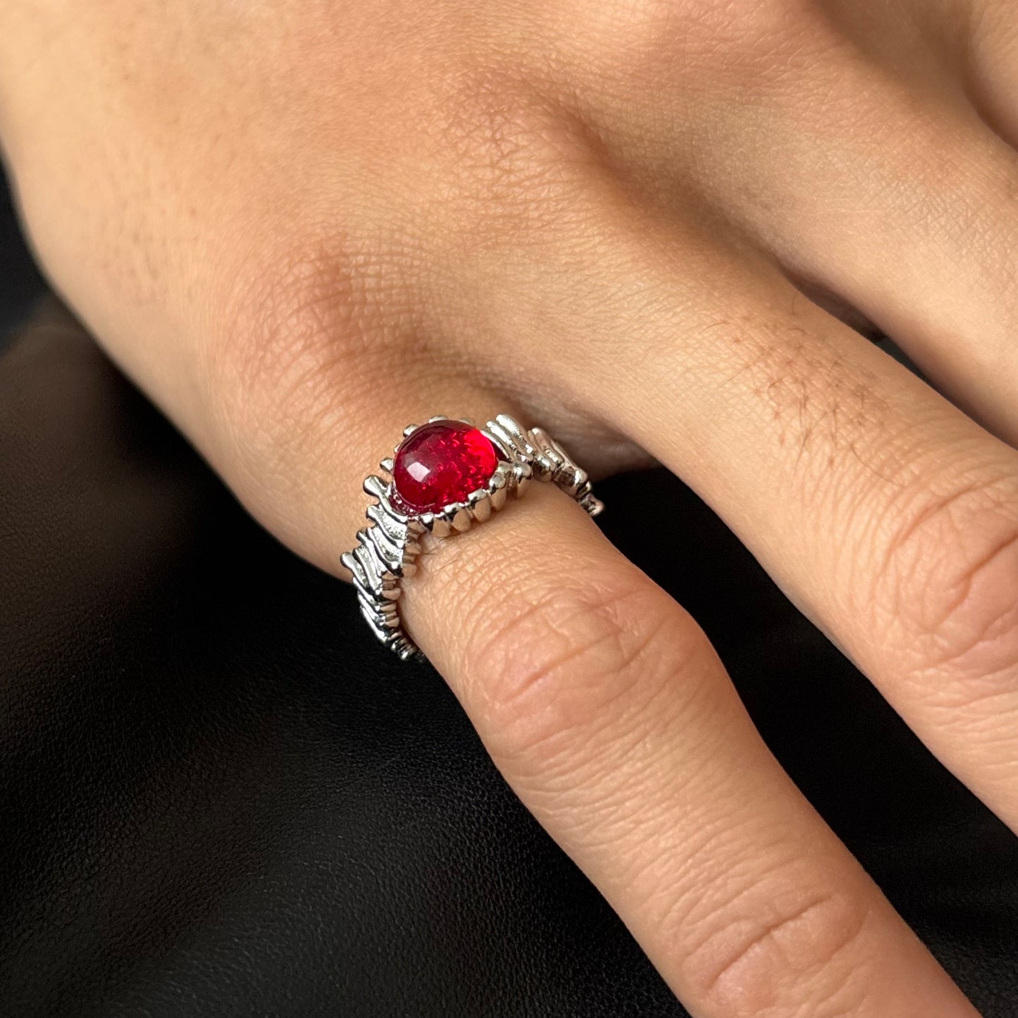 Crimson Eternity Silver Ring