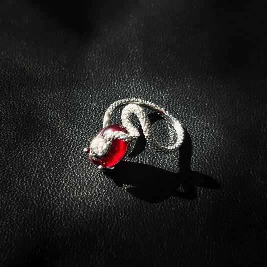 Scarlet Serpent Gem Unisex Ring