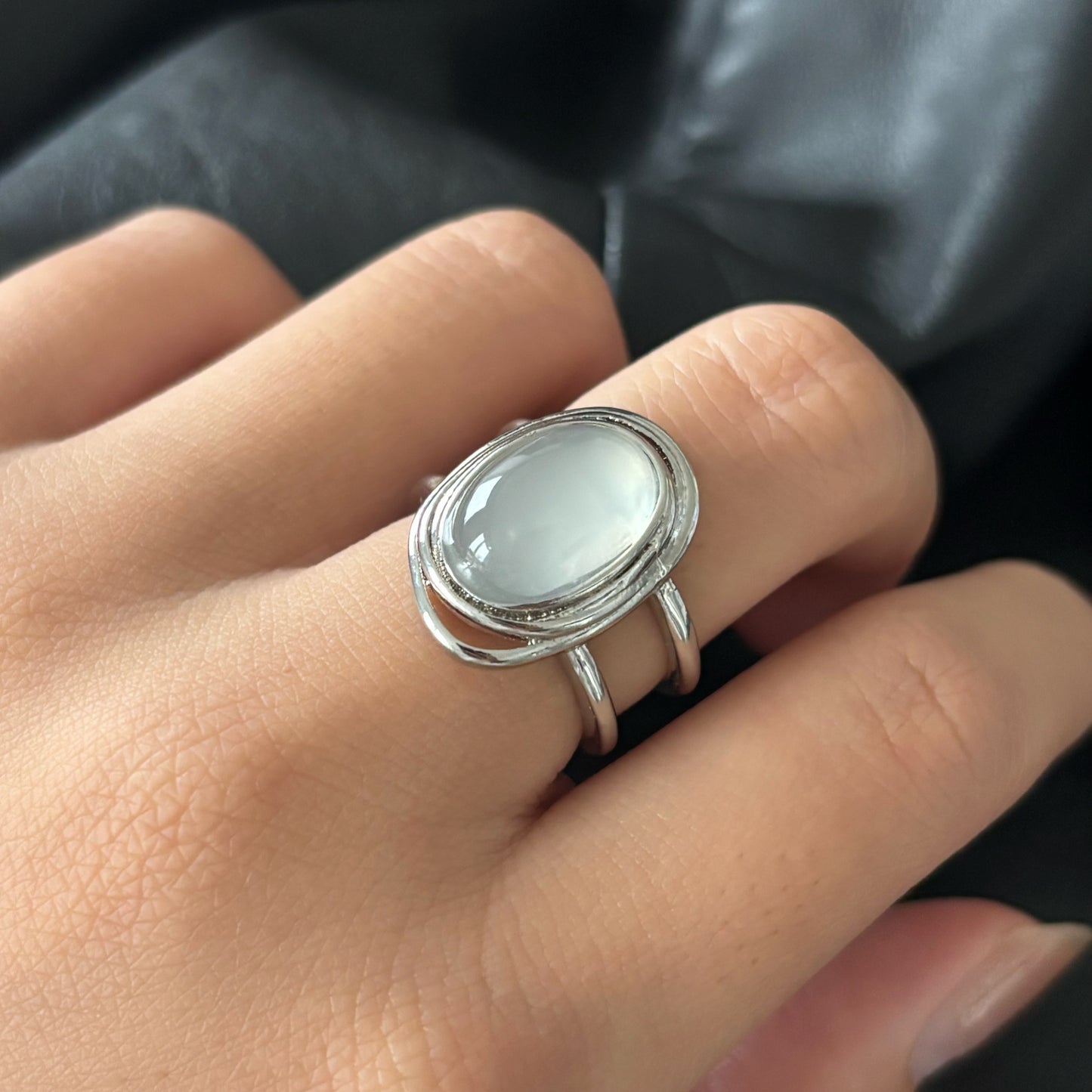 Ethereal Moonstone Unisex Silver Ring