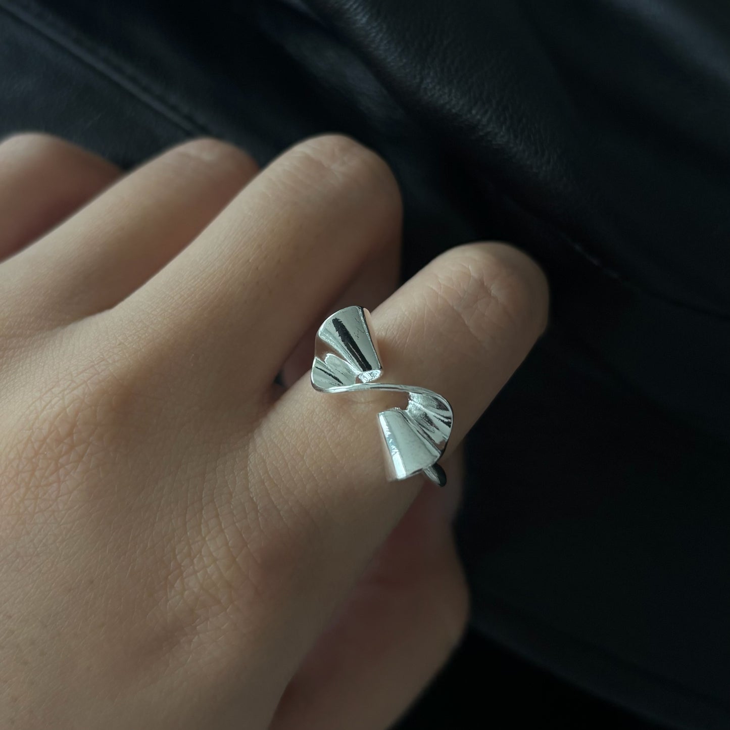Fluttering Bow Silver Ring