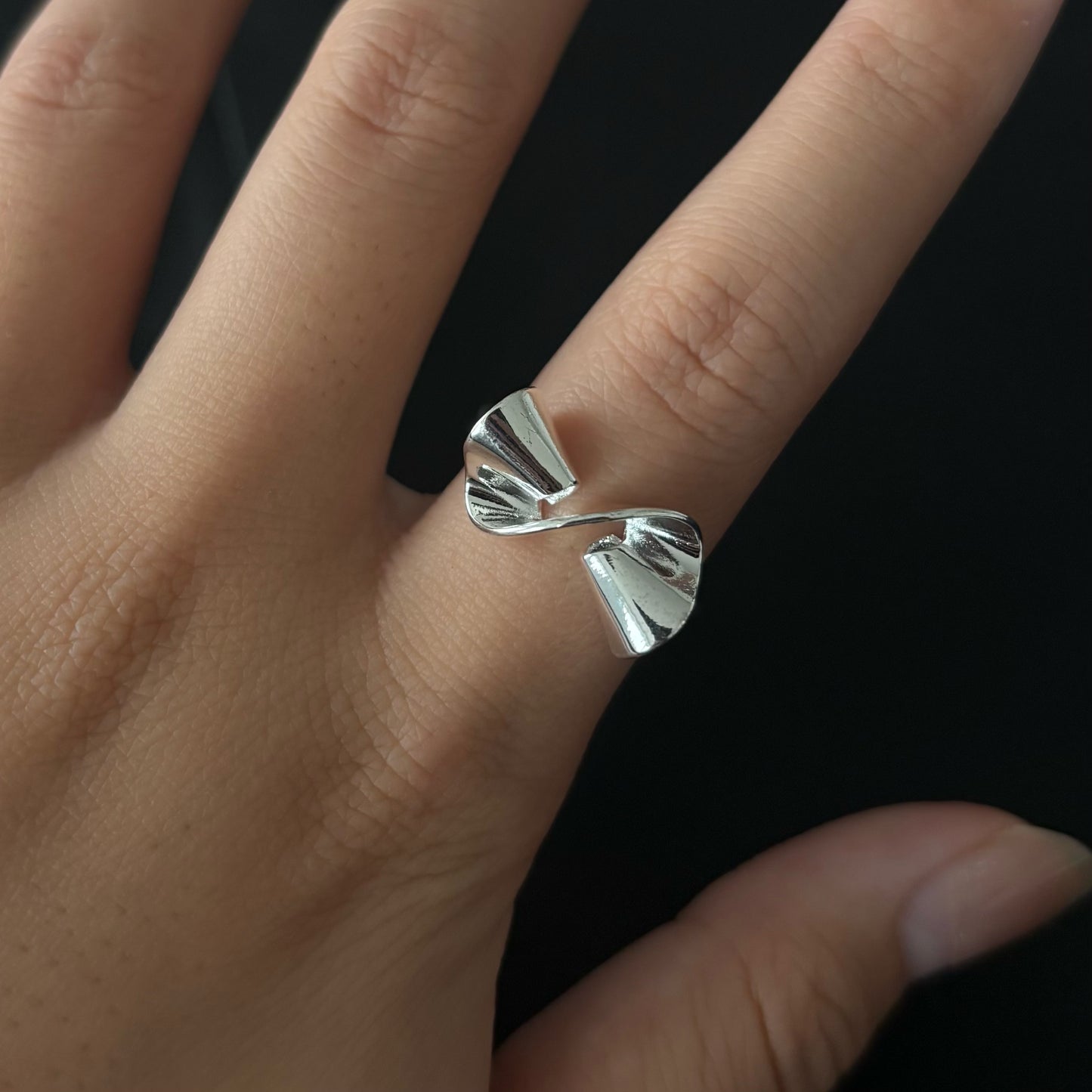 Fluttering Bow Silver Ring